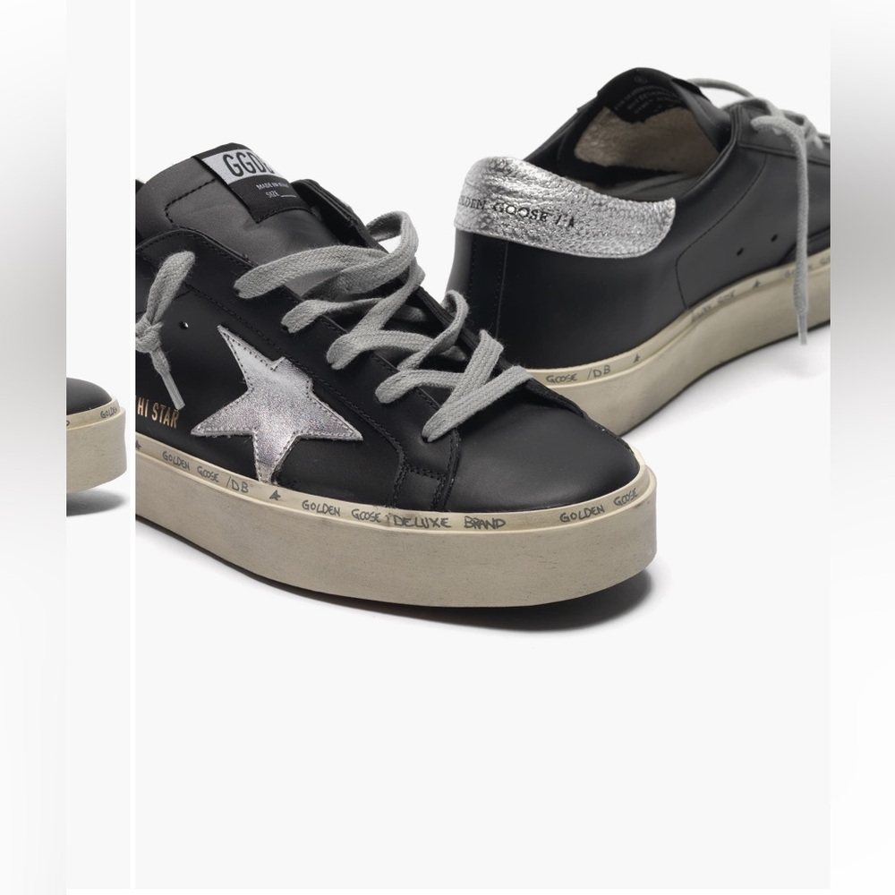 Golden Goose Black Sneakers with Silver Star